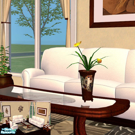 Sims 2 — Albatros Collection Livingroom Flower by cemre — Dark brown, brown and white colored set includes, Sofas,