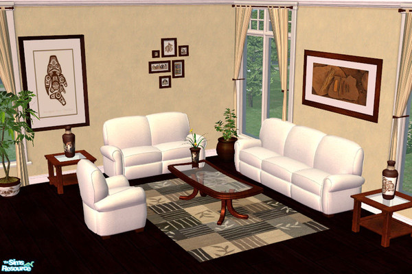 Sims 2 — Albatros Collection Livingroom by cemre — Dark brown, brown and white colored set includes, Sofas,