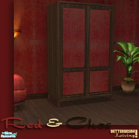 Sims 2 — Red & Choc Livingroom set, Armoire witho by BetterbeSim — Use this file to get rid of the brass part. Works