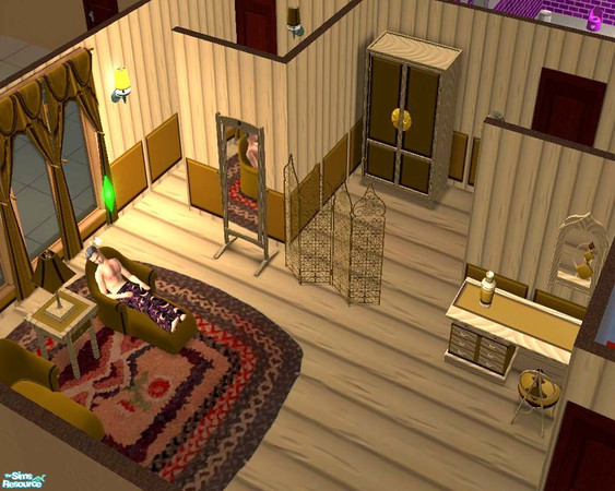 Sims 2 — Leather Dressing Room by buntah — This set includes an Armoire, vanity table & chair, floor & wall