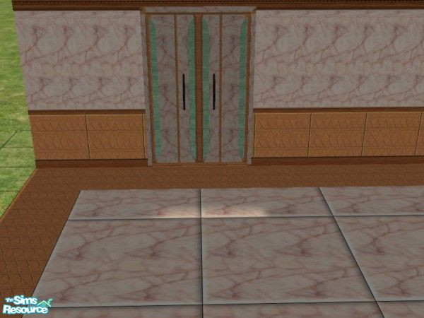 Sims 2 — Marble Matte and Glass Front Door by lledford — Marble and Fancy Cherry Wood Kitchen Set. The complete set