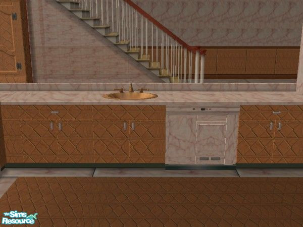 Sims 2 — Marble Trash Compactor by lledford — Marble and Fancy Cherry Wood Kitchen Set. The complete set includes 2
