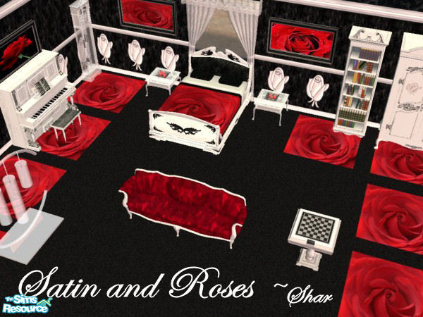 Sims 2 — Satin and Roses Bedroom by Big Bad Shar — My romantic side emerges with this valentine bedroom set featuring
