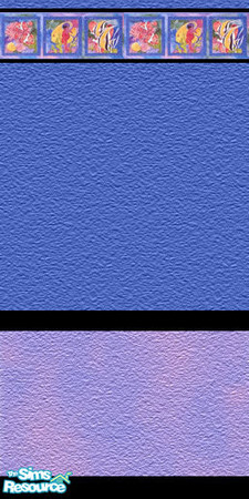Sims 2 — Tropical Fish wall 2 by Simaddict99 — Faux finished plaster walls in two-tone purple and/or blue accented with a