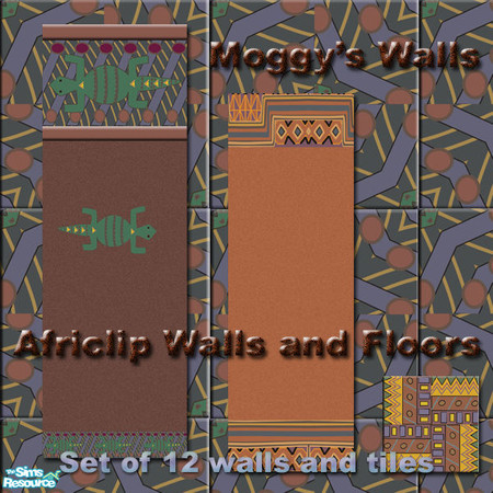 Sims 2 — Africlip Walls and Floor Tiles by KittenKiss — This set makes use of some great graphics from the CorelDraw7