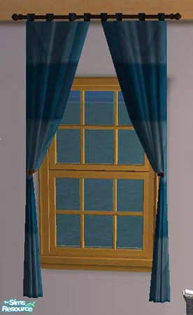 Sims 2 — Blue Quilted Curtains by SSilver — These curtains were made from the material left over from the bed spread.