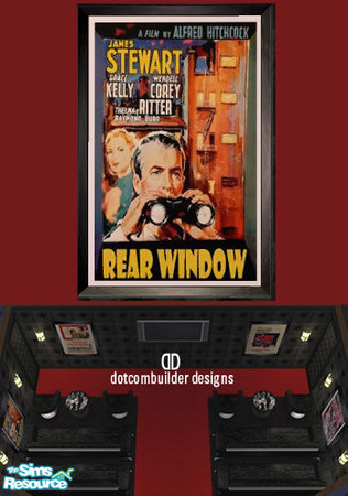 Sims 2 — Painting- Rear Window by dotcombuilder — Black framed movie poster for the Jimmy Stewart classic, "Rear