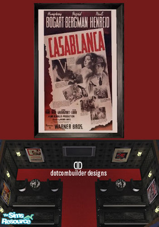 Sims 2 — Painting- Casablanca by dotcombuilder — Black framed movie poster for the Humphrey Bogart classic,