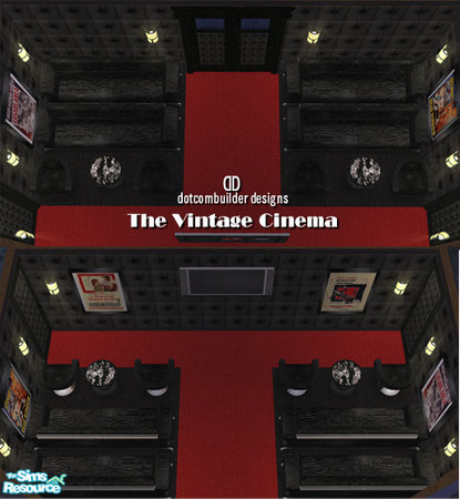 Sims 2 — Vintage Cinema by dotcombuilder — Wether you are building a public cinema or a home theater, the Vintage Cinema