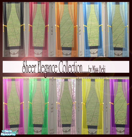 Sims 2 — Sheer Elegance Curtain Sheers by miss_beki — A Beautiful Collection of Curtain Sheers.