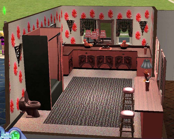 Sims 2 — Oh So Rosey Bathroom by buntah — This set includes shower/tub combo, toilet, counter/island/countertop, sink,