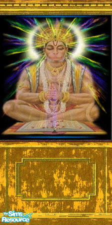 Sims 2 — Void is Hanuman by Catjana — Gold batroompaneling with hindugod painting