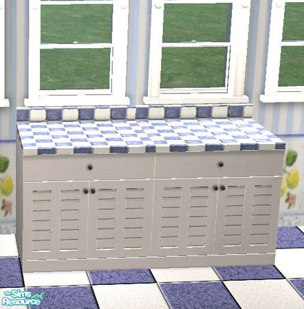 Sims 2 — Blue Checks Kitchen Counter Top by STP Carly — Need a country feel for your kitchen? This blue and white checked