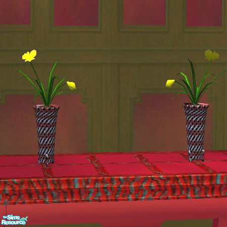 Sims 2 — Red and silver vase by buntah — These are the flowers for my Cozy and Warm set. Red and silver vase with yellow