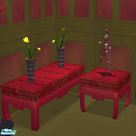 Sims 2 — Red wood coffee table set by buntah — This is the coffee table set for my Cozy and Warm set.