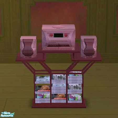 Sims 2 — Pink stereo on red wood stand by buntah — This is the stereo for my Cozy and Warm set.