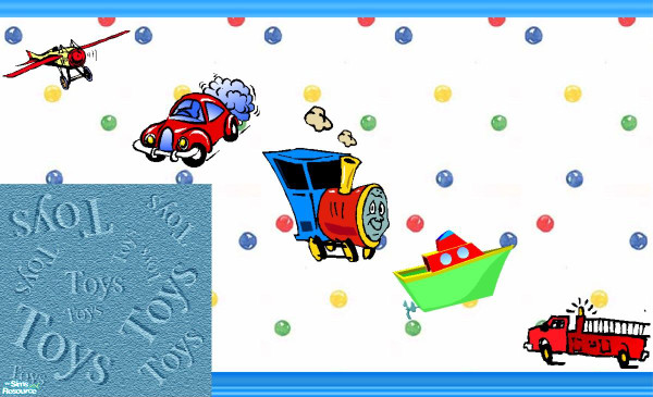 Sims 2 — Toys! by TSR Archive — A set of five wall panels to mix & match plus matching carpet.