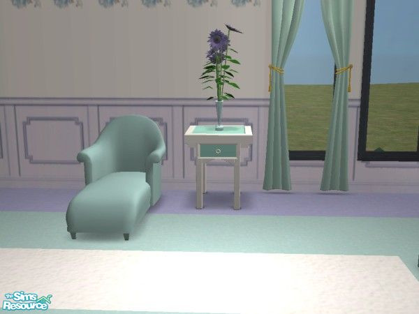 Sims 2 — Fresh Mint Chaise by miss_beki — Fresh Mint Chaise. Part of the Mint Lavender Bedroom Set.