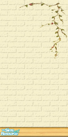 Sims 2 — Creme Painted Brick Wall- Tree Stencil R by dotcombuilder — Creme Painted Brick Wall- Tree Stencil Right Corner.