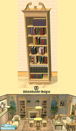 Sims 2 — Bookcase- Light Golden Pine by dotcombuilder — Light Golden Pine bookcase. Coordinates with my Serene Woods