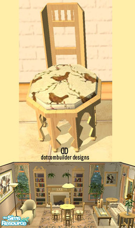 Sims 2 — Dining Chair Pad- Birds- Serene Woods by dotcombuilder — Dining Chair Pad with "Serene Birds" fabric.