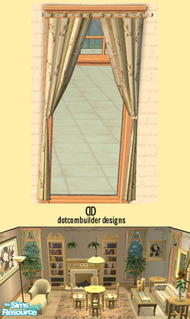 Sims 2 — Curtains- Serene Woods by dotcombuilder — Curtains with stripes and twigs fabric. Coordinates with my Serene