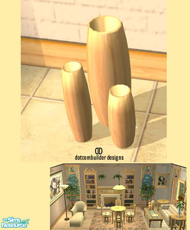 Sims 2 — Vases- Light Golden Pine by dotcombuilder — Light Golden Pine vases. Coordinates with my Serene Woods Sunroom.