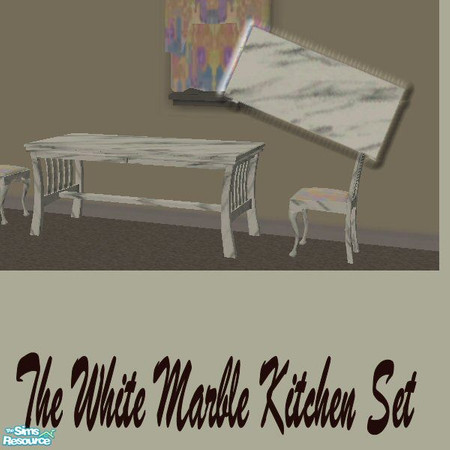 Sims 2 — White Marble Kitchen Dining Table by Sab — White Marble Kitchen Dining Table