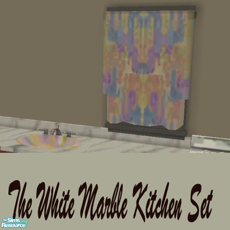 Sims 2 — White Marble Kitchen Curtains by Sab — White Marble Kitchen