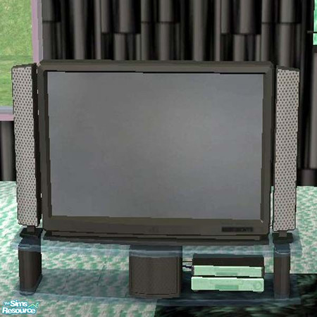 Sims 2 — Black TV with mint accessories by buntah — The TV is black but the controls are mint colored. It's part of my