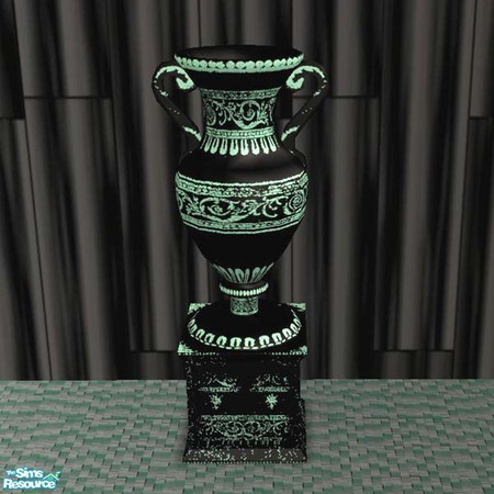 Sims 2 — Black urn with mint detail by buntah — This is part of my Mint Madness set.
