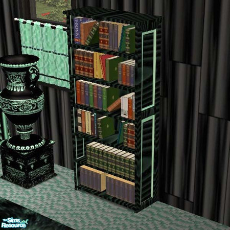 Sims 2 — Black & mint bookcase by buntah — This is the bookcase for my Mint Madness set.