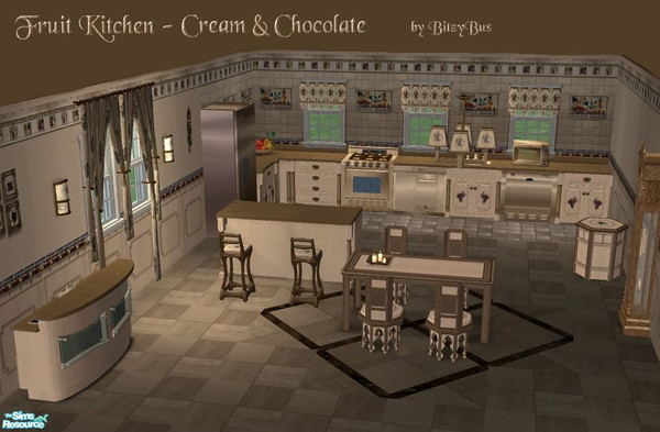 Sims 2 — Fruit Kitchen - Cream & Chocolate by Bitzybus — A big kitchen with a warm touch that makes you feel very
