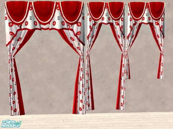 Sims 2 — Love & Kisses curtains by Bitzybus — Curtains as in the picture for the Love & Kisses bedroom set.
