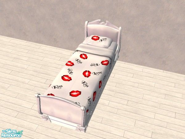 Sims 2 — White shiny colonial bed by Bitzybus — Shiny white colonial bed, matches the Love & Kisses bedroom set.