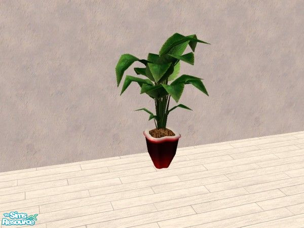 Sims 2 — Plant by Bitzybus — A new red pot for the plant to match the Love & Kisses bedroom set.