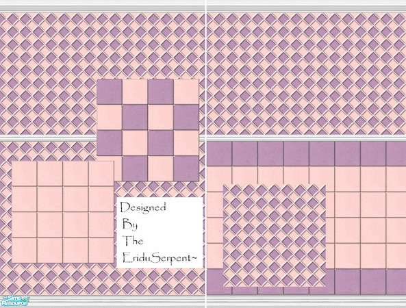 Sims 2 — Lilac & Pink Tile Set by eriduserpent — A very simple design for a bathroom or kitchen. Two walls to choose