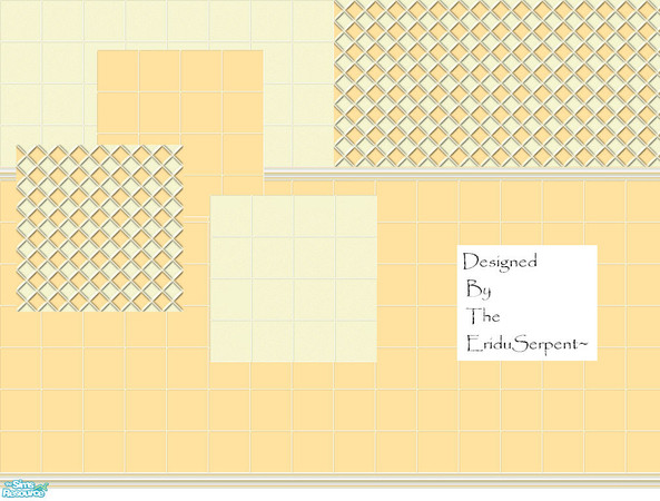 Sims 2 — Pale Peach & Cream Tile Set by eriduserpent — A nice set for a bathroom or kitchen. Two walls and three