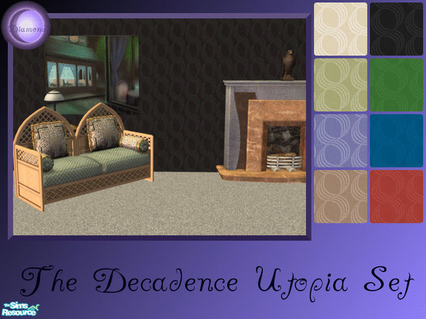 Sims 2 — D2DDecadence Utopia Set by D2Diamond — Eight wallpapers to finish off any room in the house!