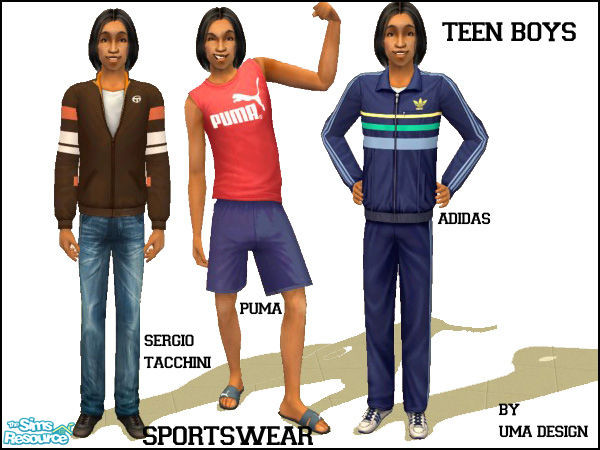Sims 2 — Teen Boy Sportswear - Set by Uma Design — Teen boys need a variety of sportswear! Get them this set with an