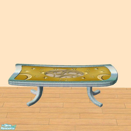 Sims 2 — Cosmic Dreams Coffeetable by Nikki041498 — Brushed Stainless Steel and Gold Moon and Stars. *Fixed File*