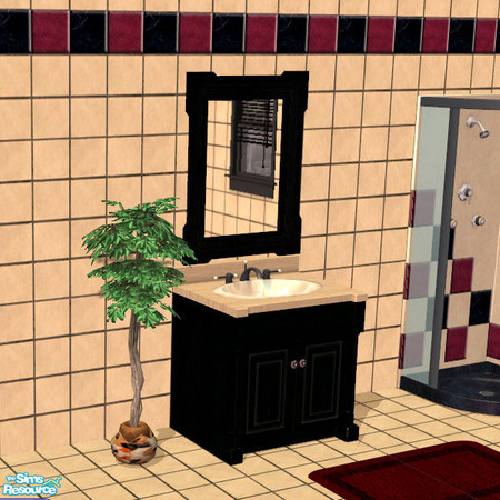 Sims 2 — Mirror Burgundy Bathroom Set by cemre — Black mirror frame..