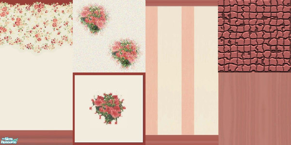 Sims 2 — Coral Set by TSR Archive — A set of two walls & four floors to mix & match.