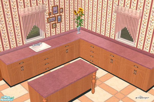 Sims 2 — "Besher" Kitchen counter top, magenta by TSR Archive — "Besher" Kitchen counter top, magenta