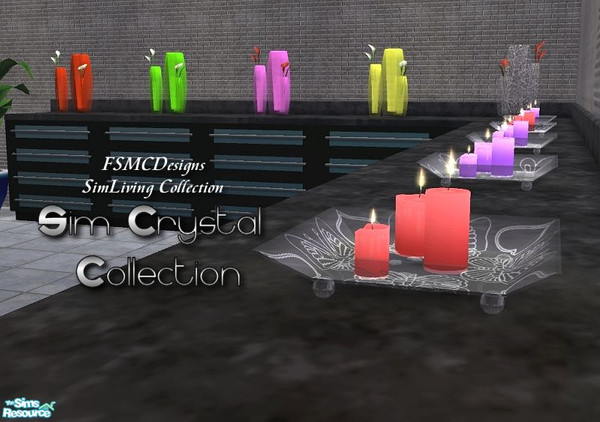 Sims 2 — FSMCDESIGNS Sim Crystal Collection by FSMCDESIGNS — Here is a set of CRYSTAL vases and candle holders with