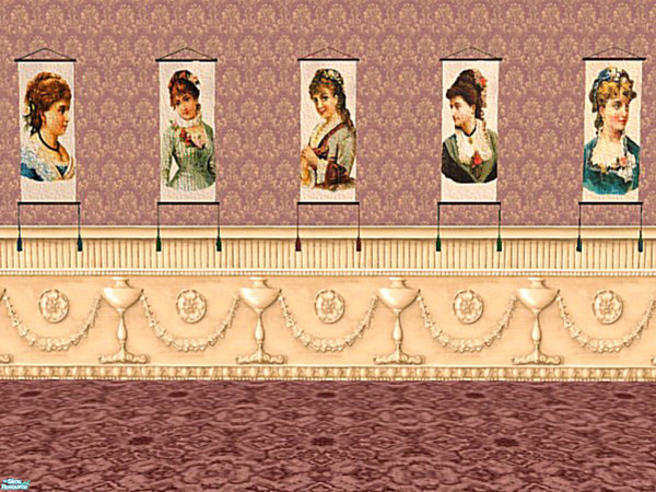 Sims 2 — Victorian ladies by Cori27 — Victorian ladies cloth wall hangings