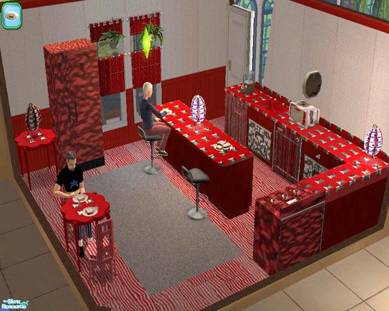 Sims 2 — Red Chrome Kitchen by buntah — This set includes everything I could think of, including some one-color objects