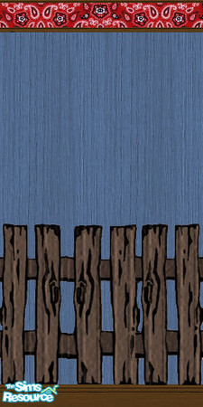 Sims 2 — Blue Panel with Mural Fencing by dotcombuilder — Blue stained panel with painted mural fencing. Coordinates with