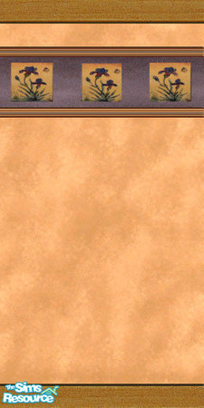 Sims 2 — DG Iris Wall by Dgandy — Gold Rag Rolled wall with Iris Border. Part of the DG Iris Set