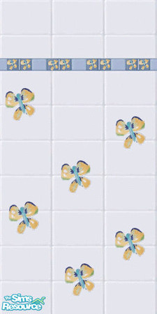 Sims 2 — Butterfly Tile Wall by SSilver — Part of my "Butterfly Bathroom" Set.